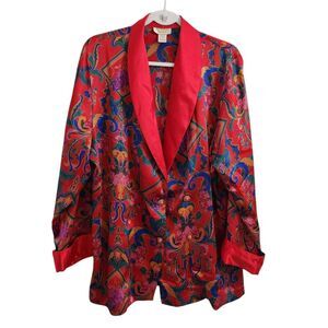 Victoria's Secret‎ Satin Blouse Pajama Top Medium Red Gold Label Y2K Vintage
